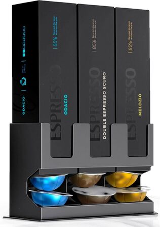 Диспенсер для капсул Nespresso Vertuo GalvanoX (3 шт.), органайзер для стільниці, сталевий, вміщує 3 смаки (30 капсул)