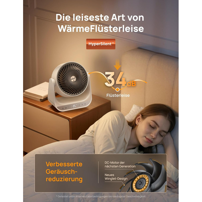 Електричний обігрівач Dreo 714S: 2000W, з пульт та термостат, 7 режимів, захист від перегріву та перекидання, білий, для дому