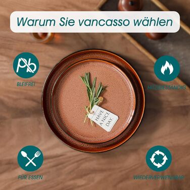 Набір посуду Vancasso AMBER 12 осіб, 48 предметів: тарілки обідні, десертні, супові, миски, червоний, реактивна глазур, для посудомийної машини