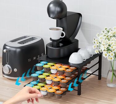 Тримач для капсул Dolce Gusto, металева висувна шухляда на 5 ярусів (90 капсул)