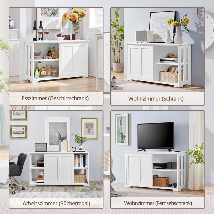 Білий комод-буфет у кухню Yaheetech з полицями та висувними шухлядами