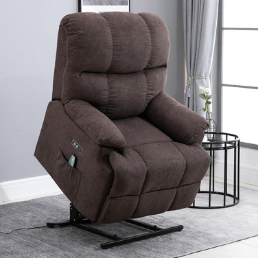 Масажне крісло HOMCOM з кріслом Sit-to-Stand, електричне крісло з 8 вібраційними точками масажу, регульоване крісло для телевізора, інтерфейс USB, оксамитовий темно-коричневий