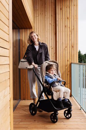 Дитяча коляска MoMi GISELLE 2 в 1 комбінована, сіра, з функцією візка, 5-точкова система безпеки, від народження до 22 кг, з корзиною для покупок, матрацом, дощовиком та пеленатором