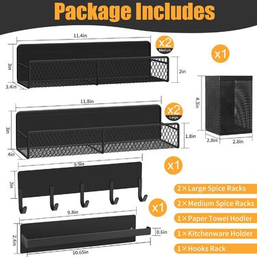 Магнітна стійка для спецій Kmise 6 шт. для холодильника, без свердління, в т.ч. паперовий рушник і тримач для посуду