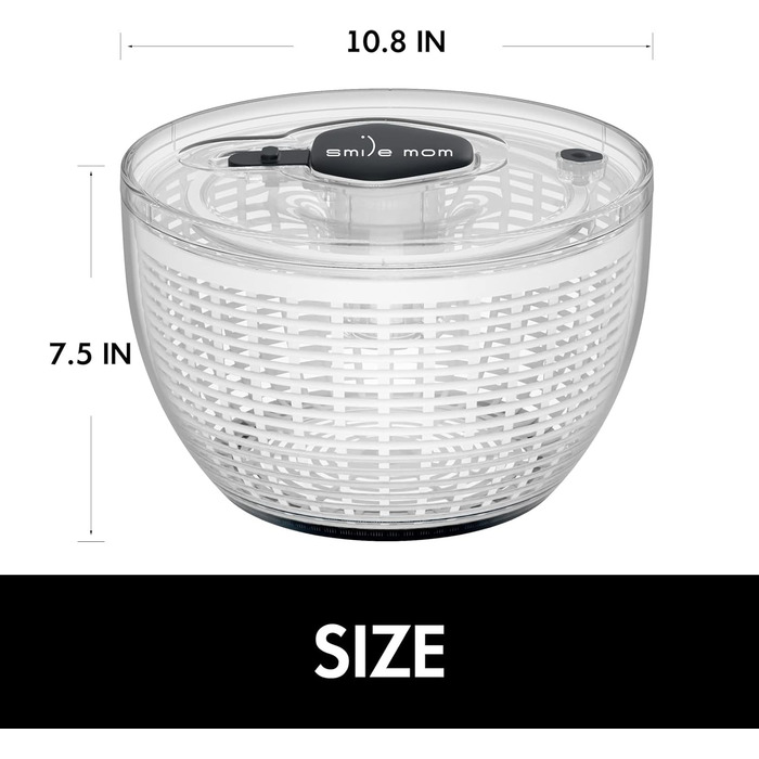 Салатниця-віджимник для салату Smile Mom, 6.3 л, велика, для кухні, білий/зелений