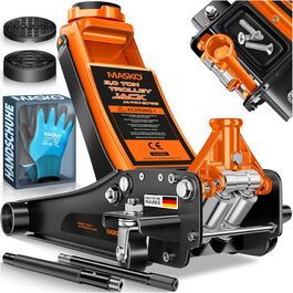 Гідравлічний домкрат MASKO 3T з низьким профілем (85-460 мм), 3 гумові накладки, для автомобілів SUV, 360° колеса, рукавички в комплекті. Підйомник-опора до 3 тонн (Помаранчевий)