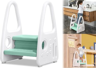 Дитячий трибунчик-сходинка LARS360 для дітей 2-5 років (зелений/сірий), 45 x 39,5 x 61 см