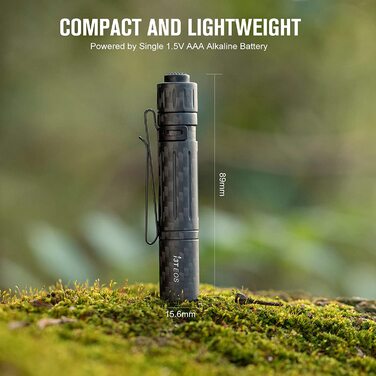 Світлодіодний міні-ліхтарик OLIGHT I3T EOS з підсвічуванням 180 люмен 60 м, невеликий ліхтарик з торцевим вимикачем, водонепроникний IPX8, батарея AAA, для кемпінгу, полювання, роботи та аварійної ситуації (вуглецеве волокно)