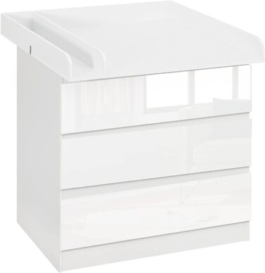 Комод-пеленальник WOLTU з пеленальним столиком, 3 висувні ящики, захист від перекидання, 86 см, білий