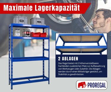 Стелаж для шин PROREGAL Tiger XL: 200x180x45 см, 300 кг навантаження, до 205/55 R16, для майстерні, складу, підвалу (12 шин + 2 полиці, блакитний)