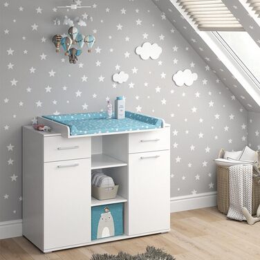 Комод-гойдалка Vicco Leonie з люлькою, білий, 113 x 100 см