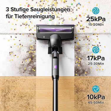 Акумуляторний пилосос Lubluelu бездротовий 25000 Па, портативний вертикальний та ручний пилосос для шерсті тварин, килимів та підлоги (чорний)