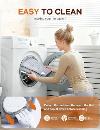 Електричне грілка для спини та тіла ALLJOY 85x45 см з автовимкненням, 6 температурних режимів, сірий колір