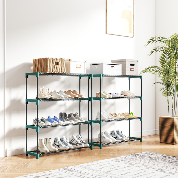 Набір з 2 підставок для рослин, 4 яруси, висота 104 см, квітковий стеллаж для дому та саду, сталь, темно-зелений