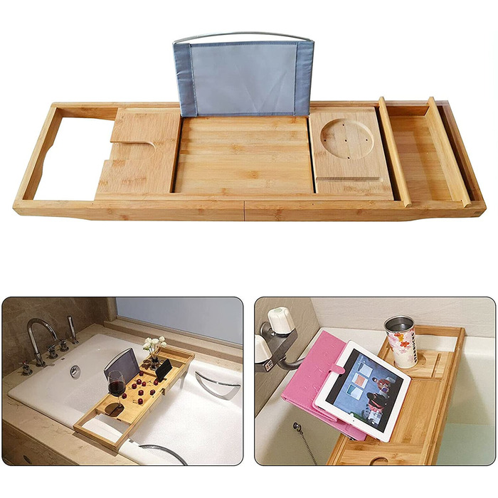 Підставка для ванни Frederimo з бамбука, висувна, для створення спа-атмосфери вдома, HG-MLLX-4857