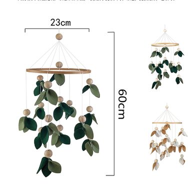 Дитяче ліжечко GLITZFAS, мобільна іграшка-брязкальце з дзвіночком, дзвіночок для дитячої кімнати для новонароджених, дерев'яний орнамент, подарунок для маленьких дівчаток або хлопчиків (зелений)