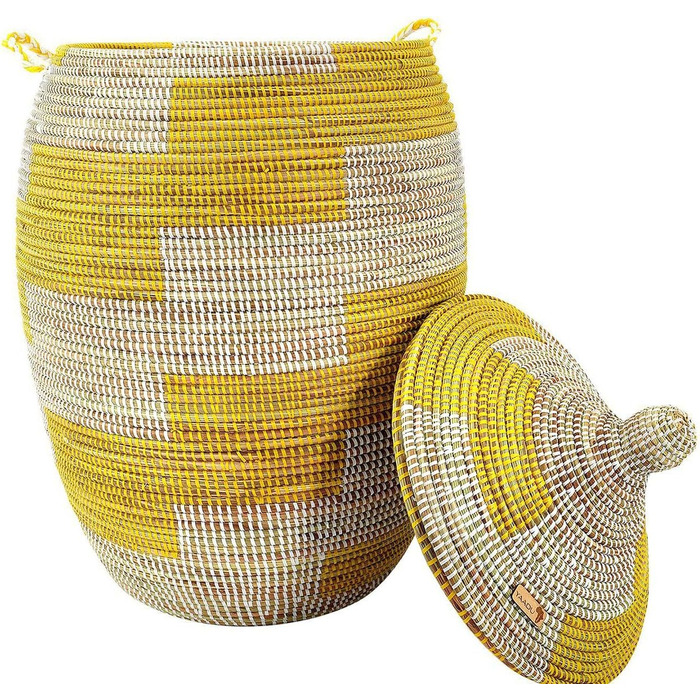 Кошик для білизни YAADU з кришкою XXL - великий контейнер для білизни, жовтий