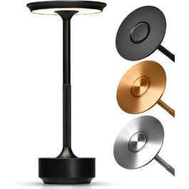 LED-лампа ELYSIA на акумуляторі, торшероподібна, диммування, бездротова, сенсорна панель, для внутрішнього та зовнішнього використання [IP54], тепле світло [2200K-2700K-3200K], USB-C, перезарядна, алюміній, чорна