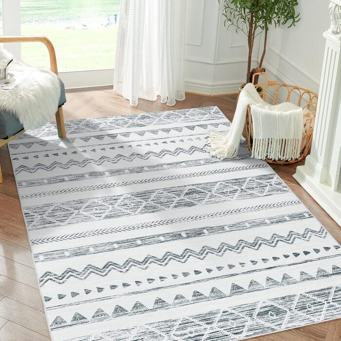 Килим TOPICK Boho 120x180 см, Не ковзає, Можна прати, Складний, Легкий, Антрацит