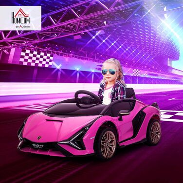 Дитячий електромобіль Lamborghini SIAN 12V з пультом, музикою, світлом, металевий, рожевий, для дітей 37-60 місяців, 108x62x40 см