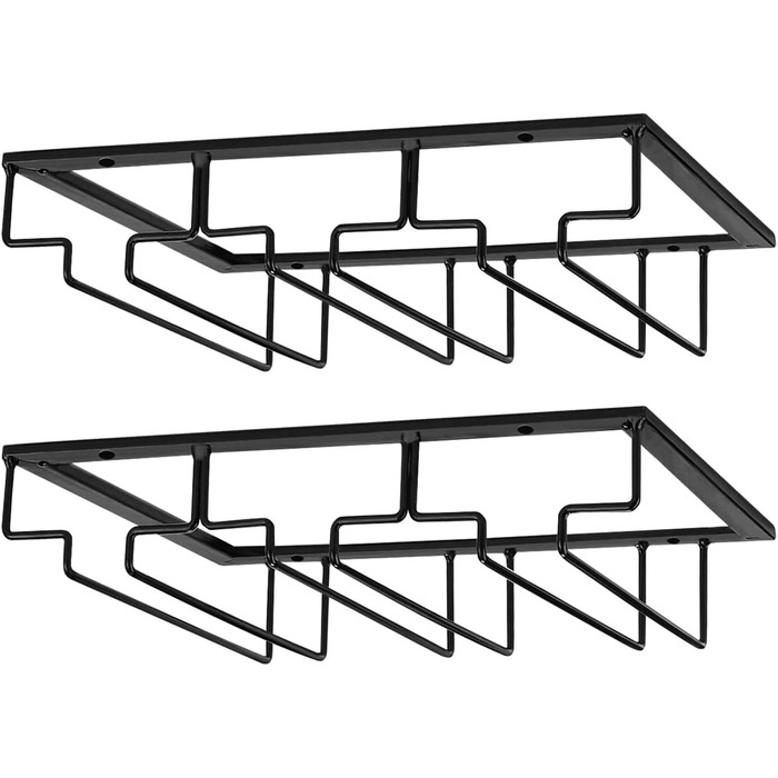 Підставка для келихів вина – органайзер для шафи – металева підставка для келихів, кухонна підставка, барна підставка (3 ряди, 1 шт.) (Чорний, 3 ряди, 2 шт.)