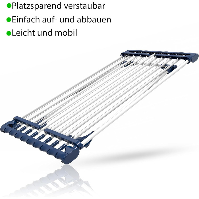 Розсувна сушарка для білизни BigDean Jumbo з потовщеними стійками, довжина просушування 28м (Біло-блакитна)