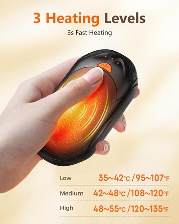 Електричні грілки для рук BOSONER 2 шт. 6000mAh USB, портативні, для чоловіків та жінок, чорні