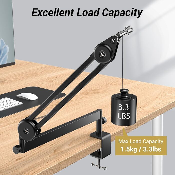 Мікрофонна стійка TONOR T40LP низькопрофільна, регульована, для геймінгу, подкастів, запису, 74 см, чорна