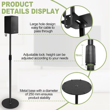 Підставка для колонок, 2 шт., сумісна з Samsung, Sony, регулюється по висоті від 73,7 до 139,7 см, для колонок до 5 кг, універсальна підставка Gekufa