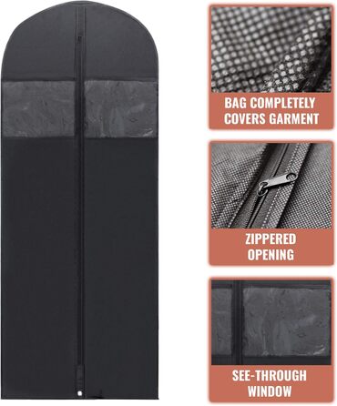 Чохли для одягу на вішалці – 6 шт. (60 x 24 см) для зберігання та подорожей, піджаки, сорочки, пальто, сукні