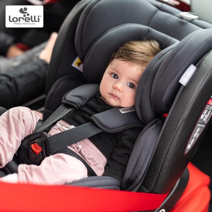 Автокрісло Lorelli Nebula, зростаюче автокрісло з Isofix - група 0/1/2/3 (0-36 кг), дитяче крісло, регульований підголівник у 8 положеннях, поворот на 360 градусів, 5-точковий ремінь безпеки, сірий