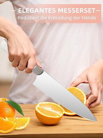 Набір кухонних ножів 14 предметів з бруском: кухонний набір, ніж для приготування їжі, подарунок для мами, білий