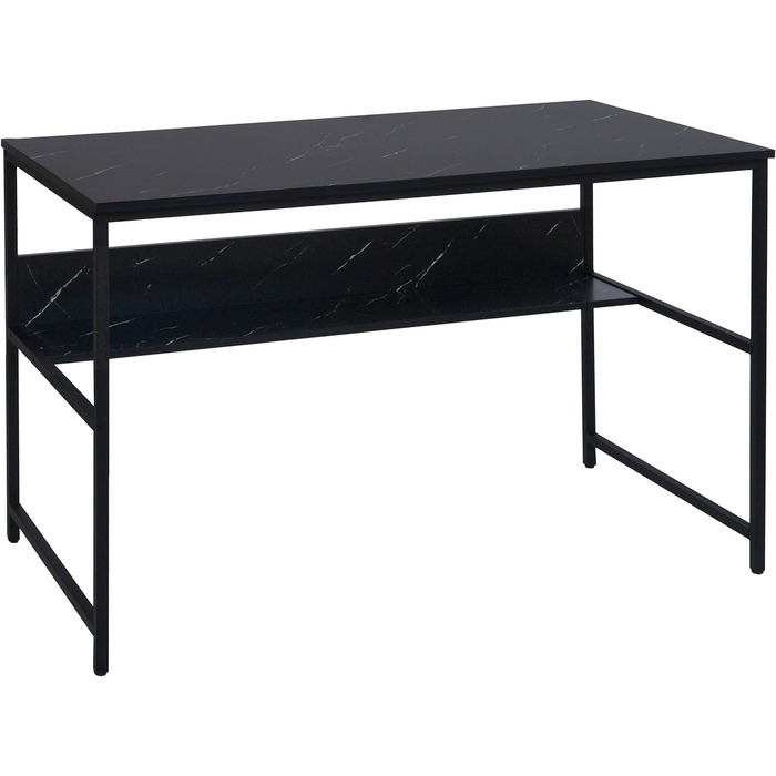 Письмовий стіл HWC-K80, Офісний стіл, Комп'ютерний стіл, Полиця для робочого столу, Металевий МДФ 120x60см - Вид чорного мармуру