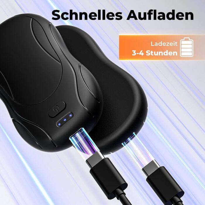 Електричні грілки для рук 2 шт. з магнітним кріпленням, 6000mAh, 3 режими нагріву, USB-зарядка, для кемпінгу, подорожей, офісу, чорний, 11.2*2.35*14 см