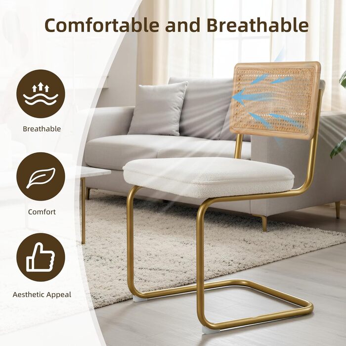 Набір з 2-х м'яких крісел CangLong для вітальні, кухні та їдальні, з масивними дерев'яними ніжками (кремовий)