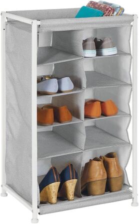 Підставка для взуття - практична шафа для взуття з металевим каркасом - 10 відділень - темно-коричневий (сірий)