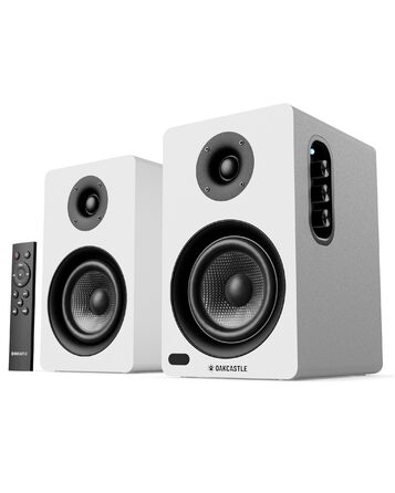Акустична система Oakcastle BK100 Bluetooth 5.4, 60W 2.0 Hi-Fi поличні колонки для телевізора (HDMI ARC) та ПК, білі, з пультом