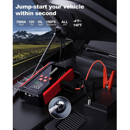 Powerbank для авто з компресором 150PSI, 7000A, 12V, 8L/10L (бензин/дизель), LED-ліхтарик