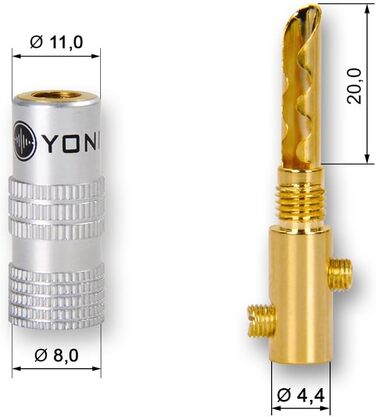 Високоякісна бананова вилка Yonix позолочені БСИ-245 Трубка 32 шт., 32 шт.