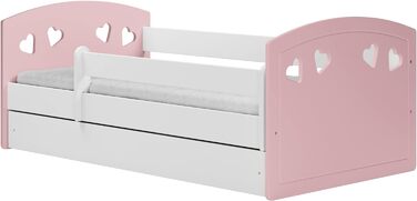 Дитяче ліжко Молодіжне ліжко 80х140 80х160 80х180 з шухлядою захисту від падіння та рейковою основою Дитячі ліжка для дівчаток та хлопчиків - Юлія (80 х 180 см без матраца, пудрово-рожева)
