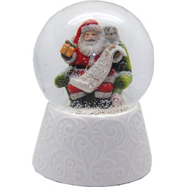 Снігова куля з білою порцеляновою підставою Санта-Клаус з музичною скринькою зі списку подарунків 10