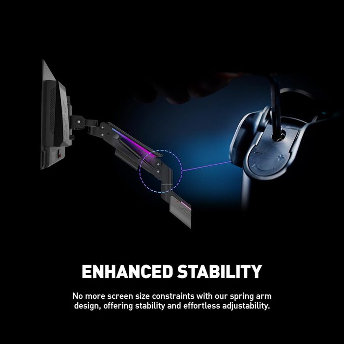 Підставка для монітора MSI MPG MT201R Premium RGB, сумісна з VESA, 17-49 дюймів, до 20 кг, регульована газо-пружинна кріплення, сіра
