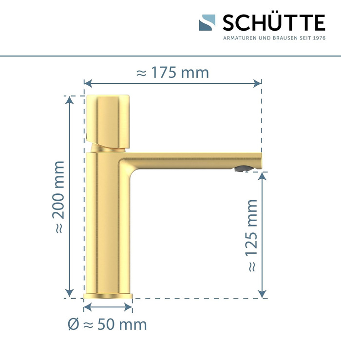 Змішувач для ванної кімнати Schütte Boston, однорідний змішувач для умивальника з горішнім підключенням, золото, для ванної кімнати