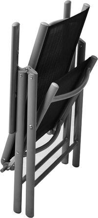 Комплект з 2 стільців, складаний стілець, садовий стілець, висока спинка для тераси, балкон кемпінг фестиваль, алюмінієвий регульований, легкий, стійкий, (комплект з 4 шт. , чорний)