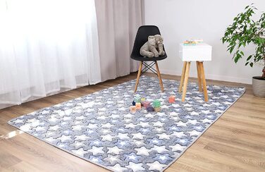 Світиться килим для дитячої кімнати-дитячий флуоресцентний килимок для ігор, який можна прати (суміш сірих зірок, 120x160 см)