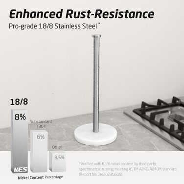 Тримач для паперових рушників KES мармурова підставка, стійкий диспенсер із нержавіючої сталі SUS304, 14 см, KPH100S14B-2