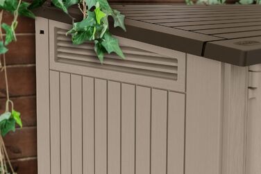Мультифункціональний ящик для сміття Keter Store-it-Out Midi 845 л, 130x74x110 см, поліпропілен, сірий/чорний, захист від УФ, водонепроникний, з можливістю замикання