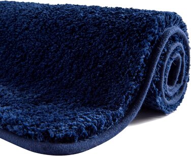 Килимок для ванної SFLXO 80 см x 50 см Нековзний Килимок для ванної Можна прати в пральній машині килимок для ванної М'які водопоглинаючі килимки для ванної Пухнастий килимок з мікрофібри для ванної Багаторазовий (темно-синій, 70 х 120 см)