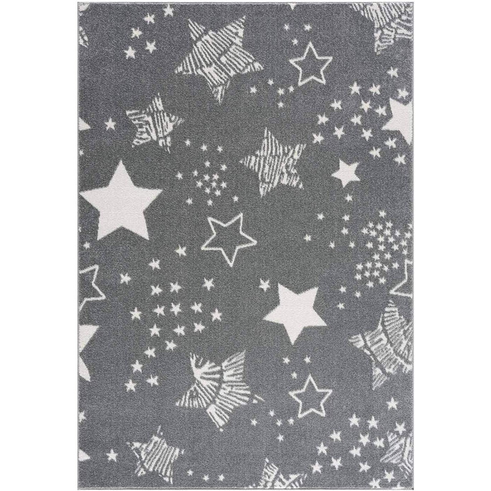 Килим pay Дитяча кімната - Сірий - 80x150см - Ігровий килимок із зоряним небом Дитячий килимок з коротким ворсом - Oeko-Tex Standard 100 80 x 150 см Сірий
