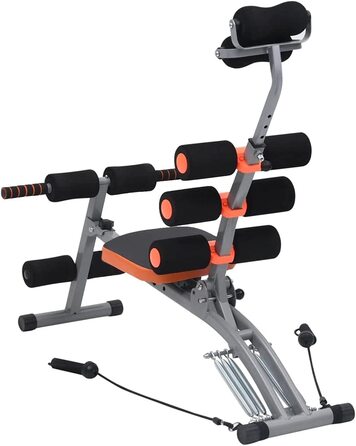 Подібний тренажер для черевного преса VidaXL з еластичними ременями, регульована спинка, тренажер для спини, тренажер для м'язів живота, спортивне обладнання, тренажер для фітнесу, велотренажер